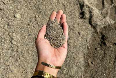 photo de sabline de calibre 0/4 dans une main