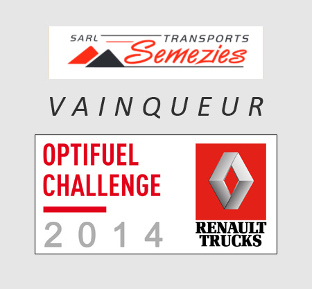 image présentant le challenge Optifuel de Renault truck remporté par les Transports Sémézies en 2014